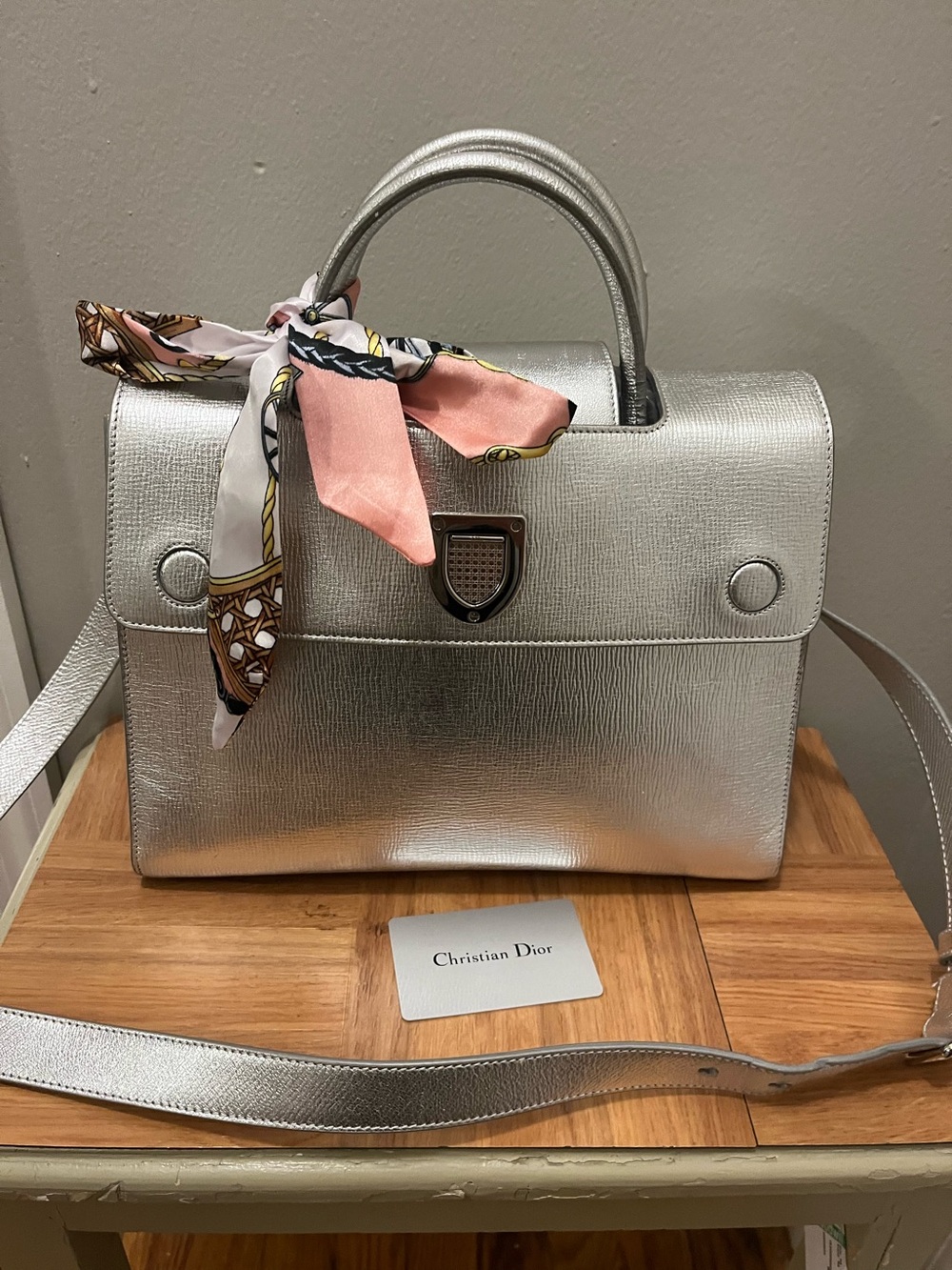 Christian Dior Dior ever medium metallic silver bag